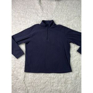 Lands' End Thermacheck Quarter Zip Fleece Pullover Navy Blue Sweater Men's 42-44